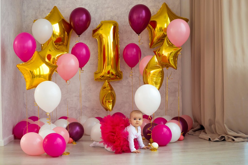 Воздушные шары на годик для девочки